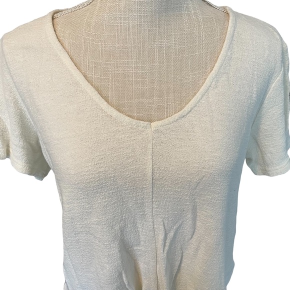 Vanilla Star Top Cream Front Tie Knot Crop Large - Picture 8 of 12